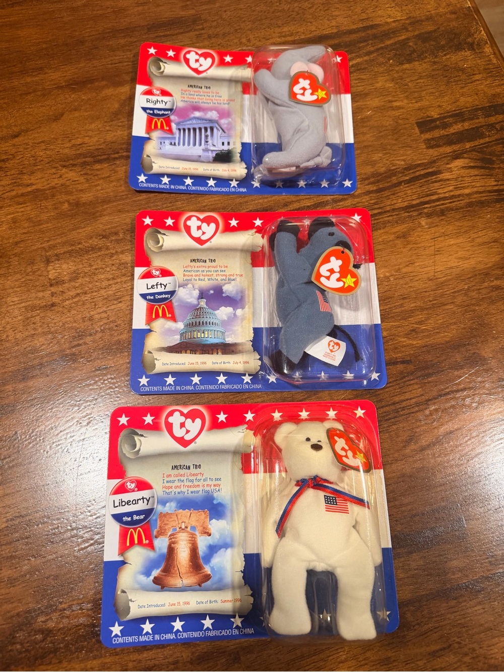 Ty American Trio Beanie Babies Set